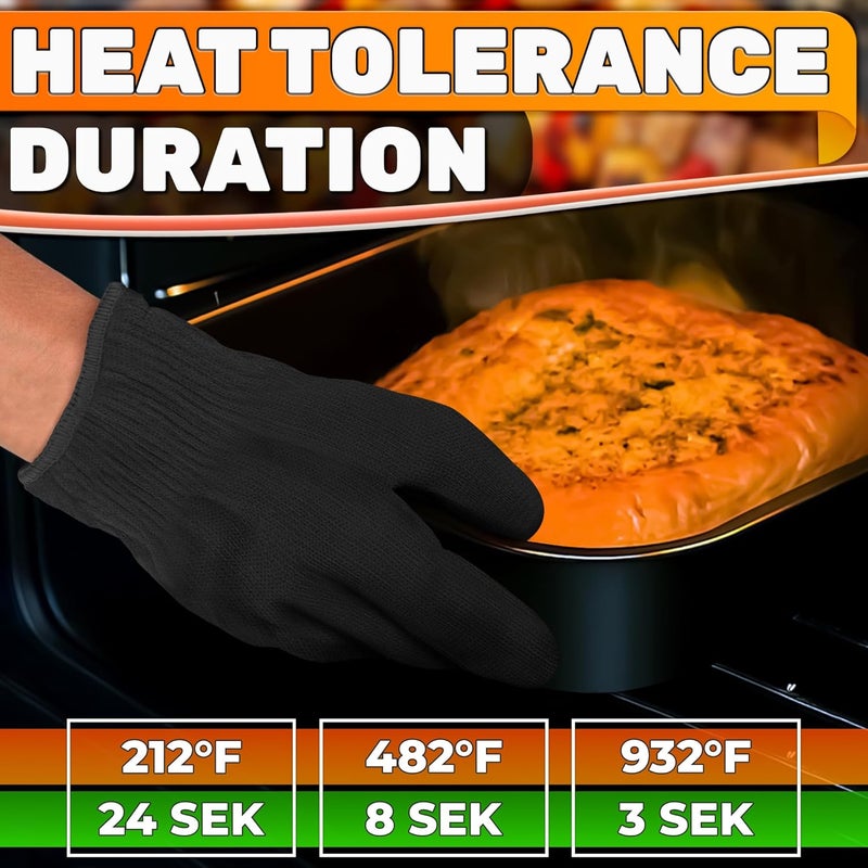 V TOWER Heat Resistant Gloves – Aramid Oven Gloves with Fingers for Cooking & Grilling, Lightweight BBQ Gloves with Cotton Lining, Non-Slip, 9.45"x3.94" Kitchen Mitts for Baking & Frying, Great Gift for Chefs - Image 5